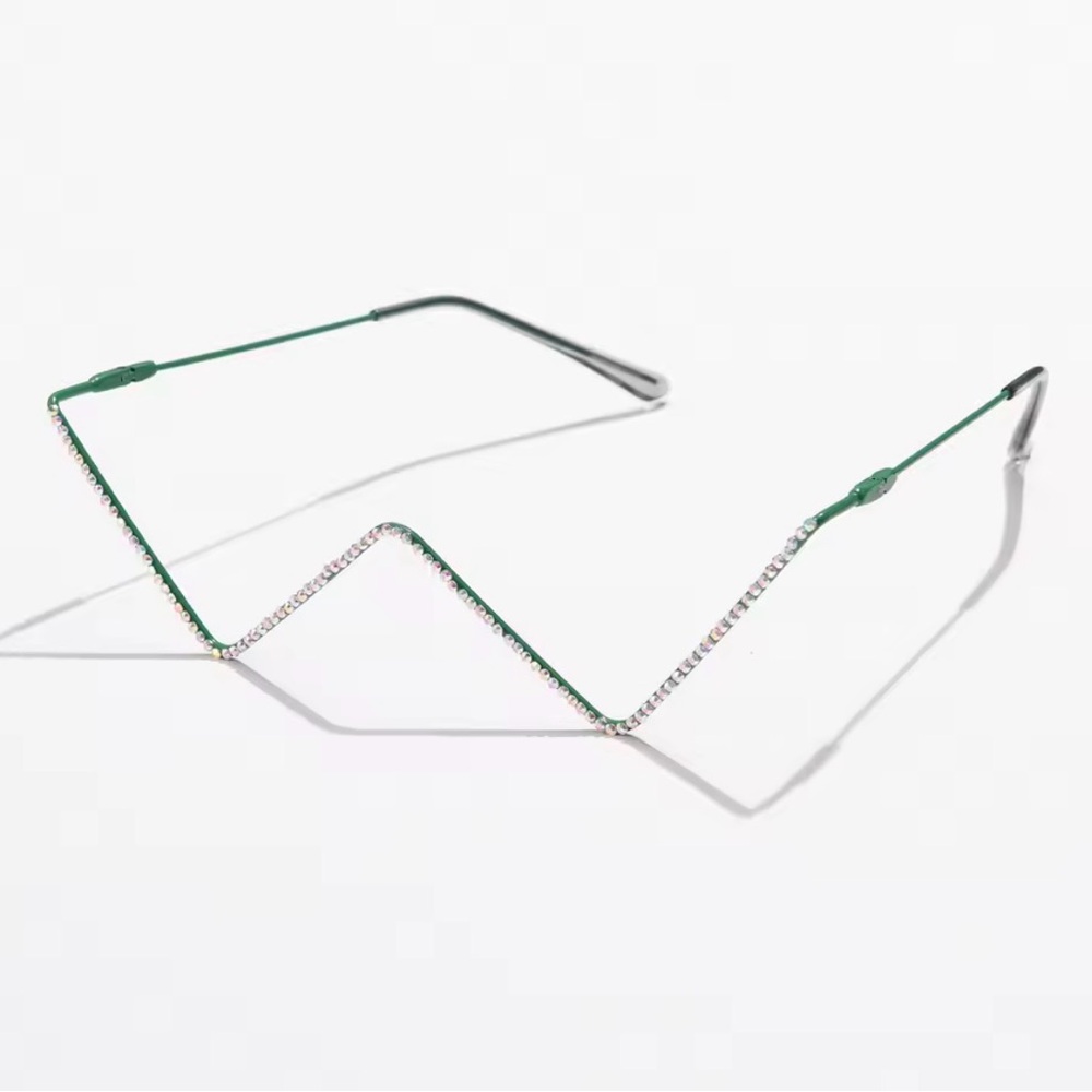 Green Zigzag Crystal-Trim Eyewear Frame